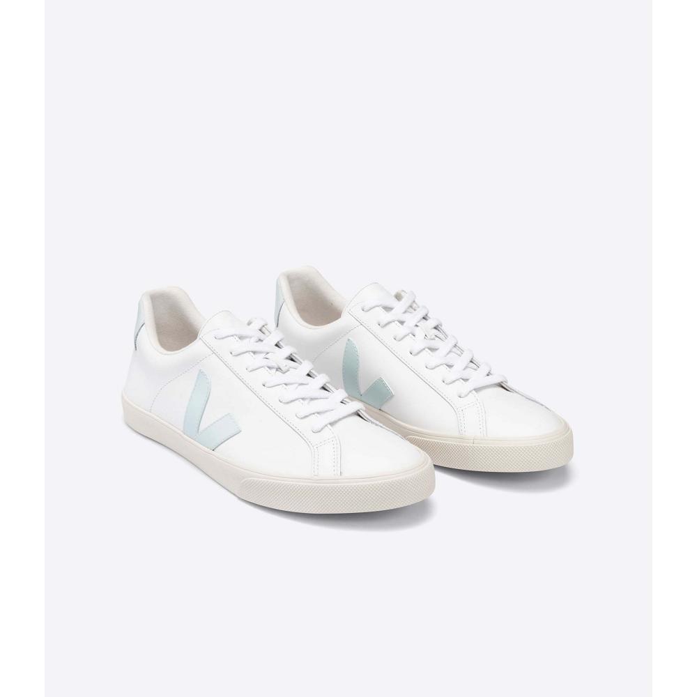 Veja ESPLAR LEATHER Women's Sneakers White/Blue | NZ 609WNB